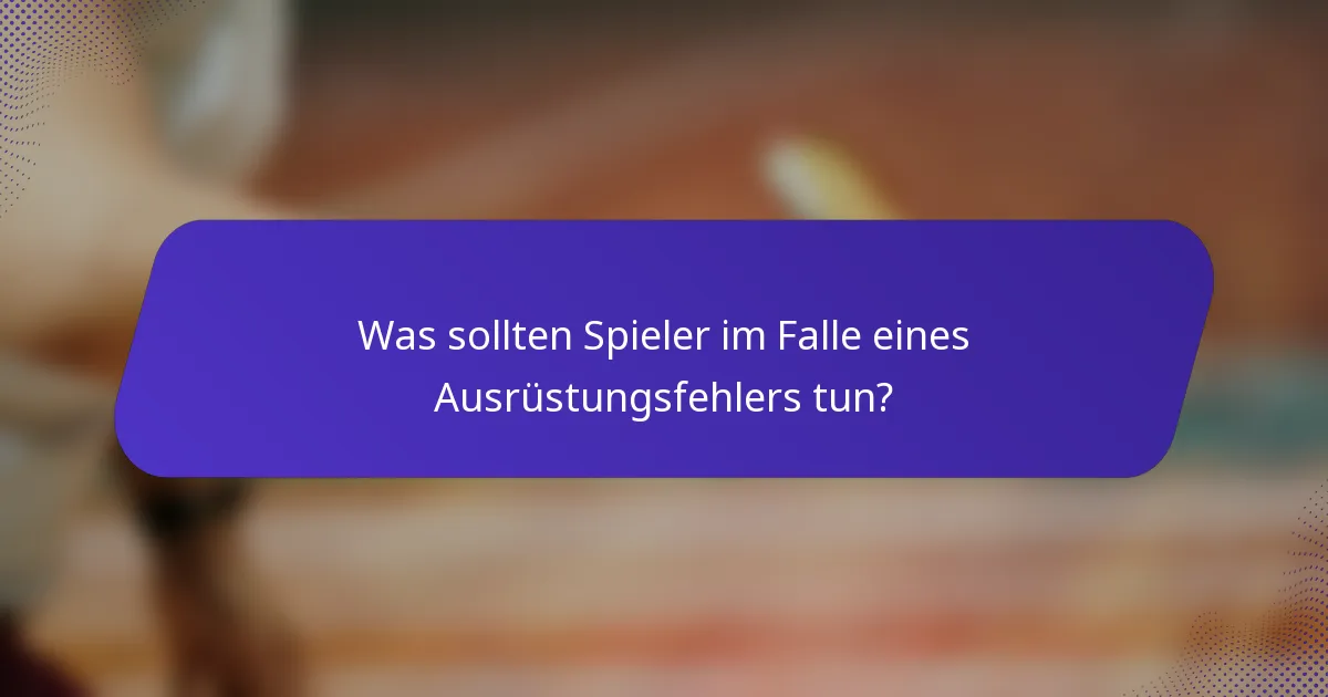 Was sollten Spieler im Falle eines Ausrüstungsfehlers tun?